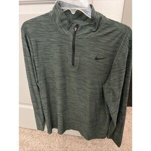 Nike Running Dri Fit Womens Medium 1/4 Zip, Green/black, Stretch, Long Sleeve